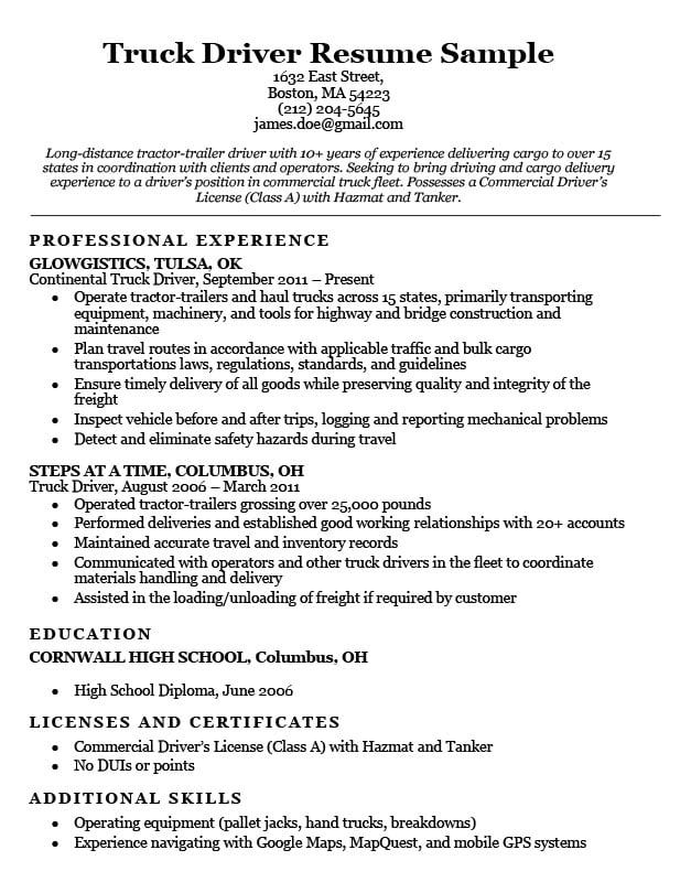 Cover Letter For Truck Driving Job With No Experience