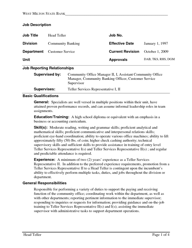 Cover Letter For Customer Service Representative At Bank