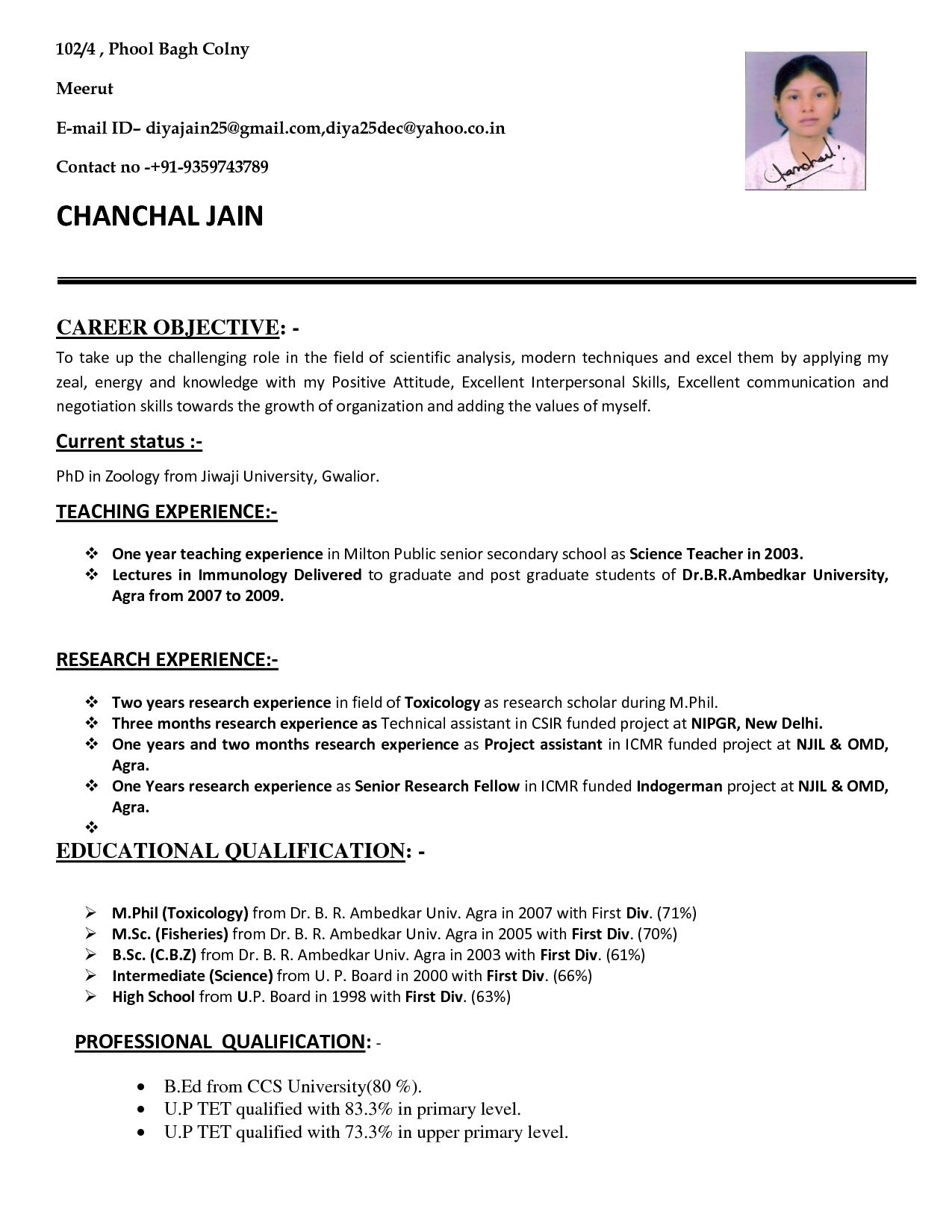 Resume Format For School Teacher Job It Resume Cover Letter Sample