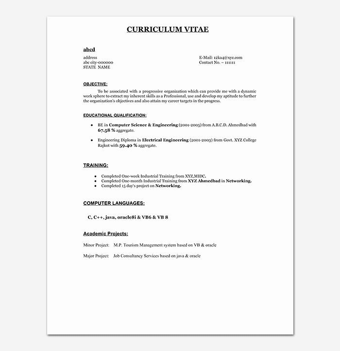 Fresher Electrical Engineer Resume Format In Word