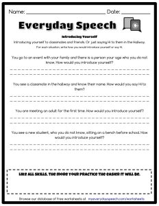 Introducing Yourself Speech therapy worksheets, How to introduce