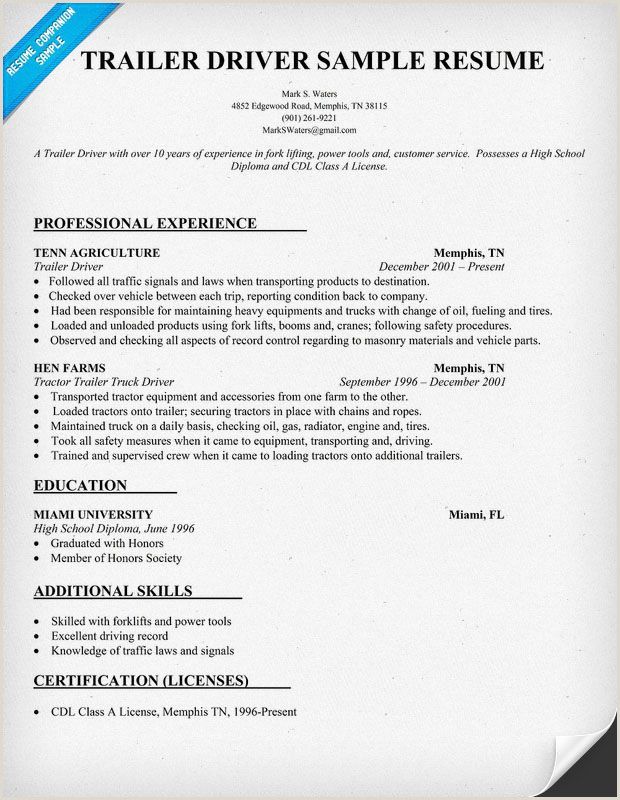Truck Driver Cover Letter Template