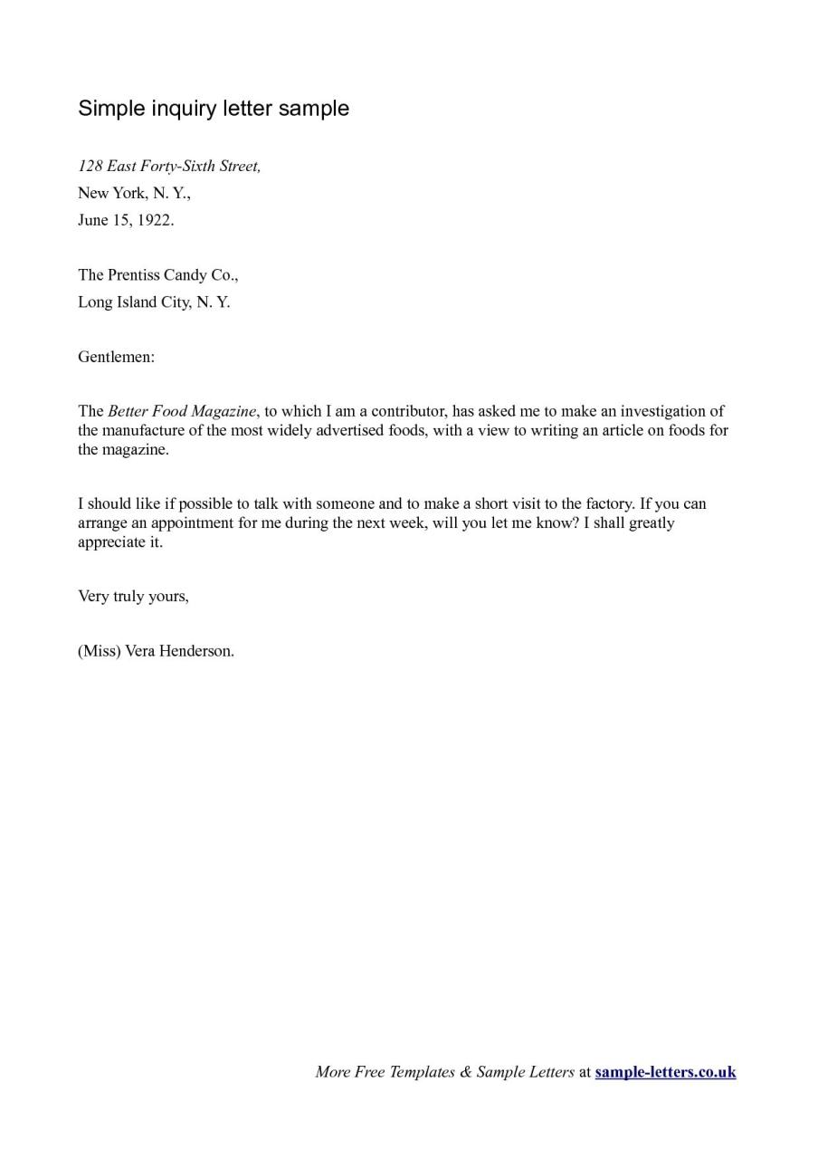 business letter of inquiry sample the letter sample Formal business
