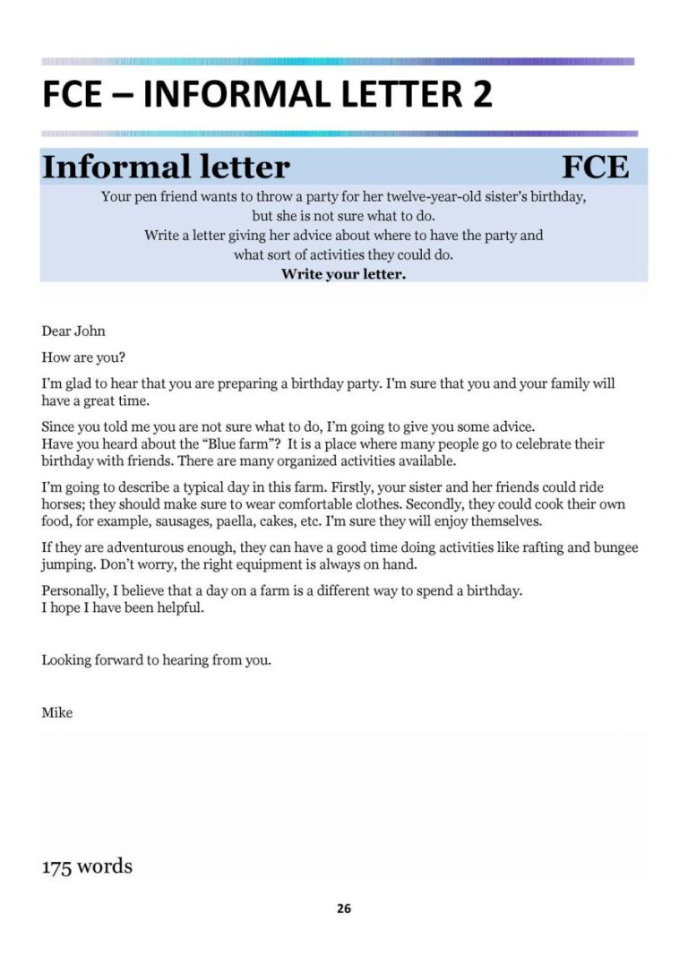 Letter Of Application Model Fce