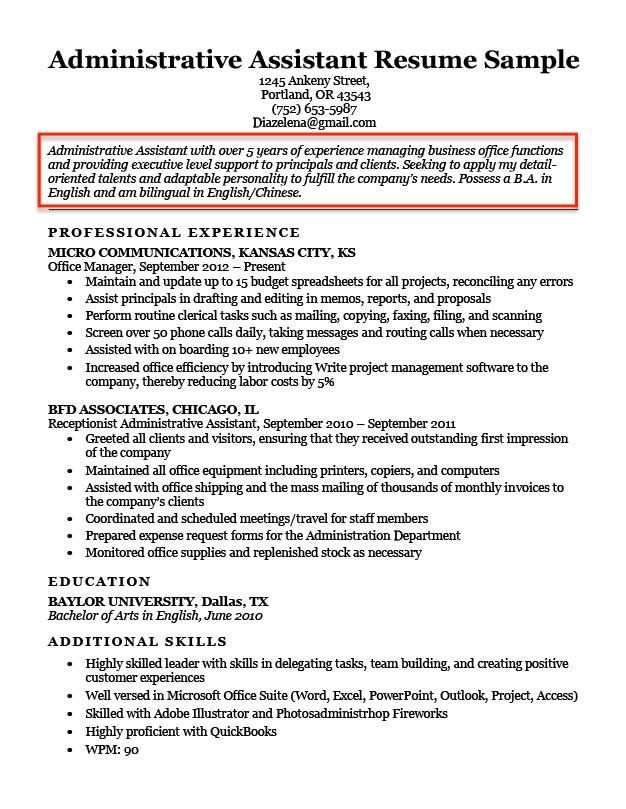 Excellent Resume Objective Examples