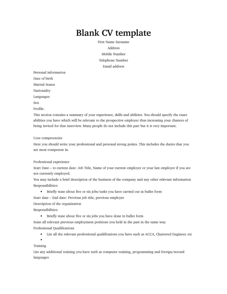 Student Cv Template For First Job Uk