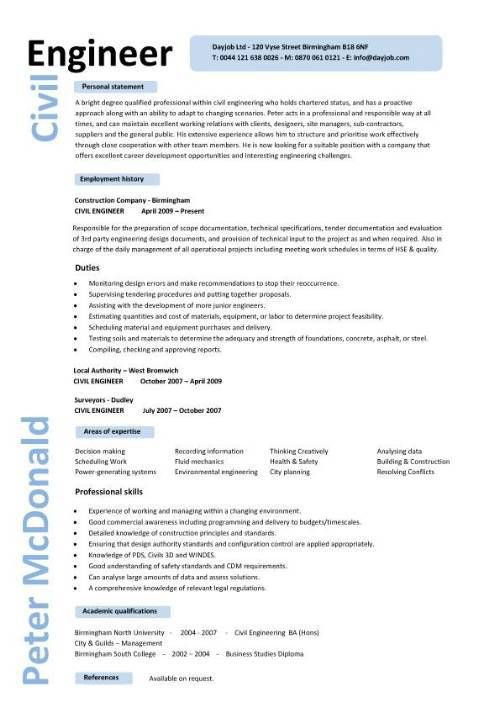 Project Engineer Cv Example