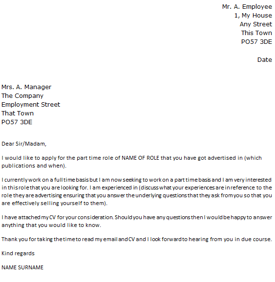Speculative Cover Letter Template