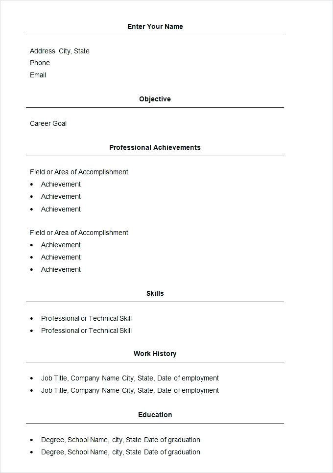 Basic Resume Sample Format
