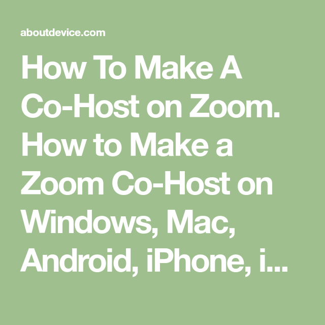 How To Make Zoom Host