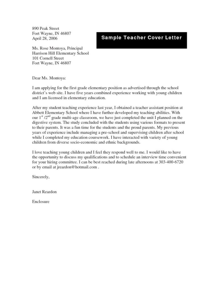 Cover Letter For Teaching Job In University