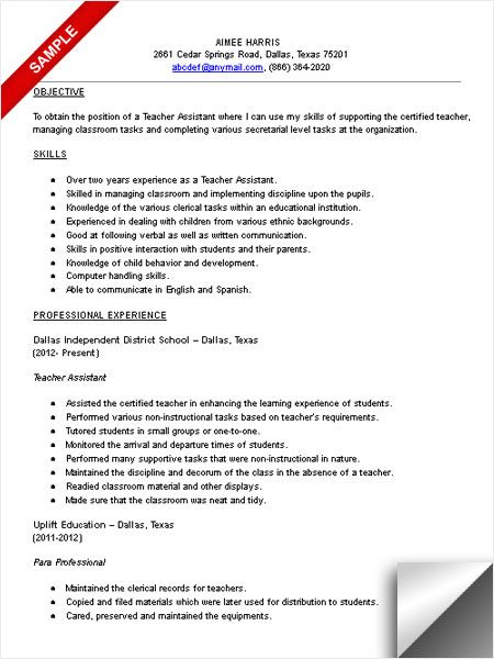 Sample Resume For Computer Teachers With Experience