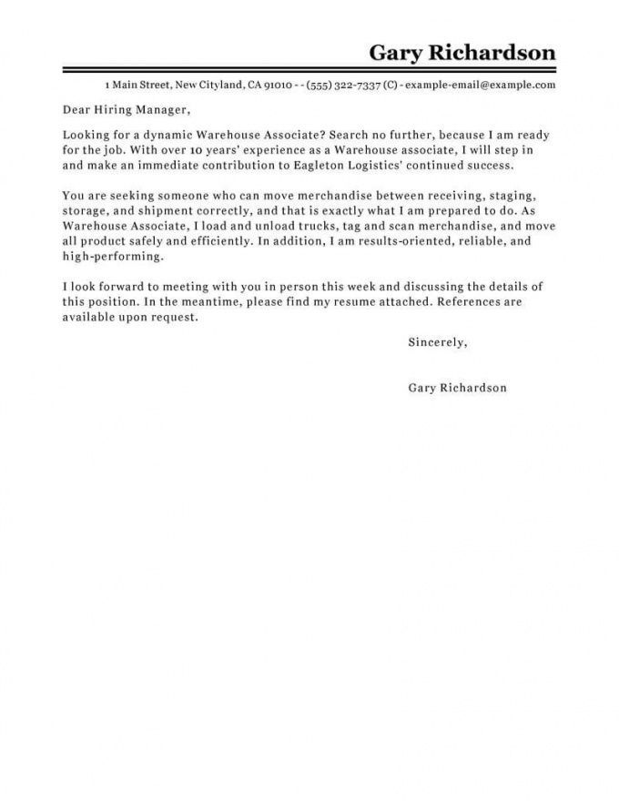 Warehouse Logistics Manager Cover Letter
