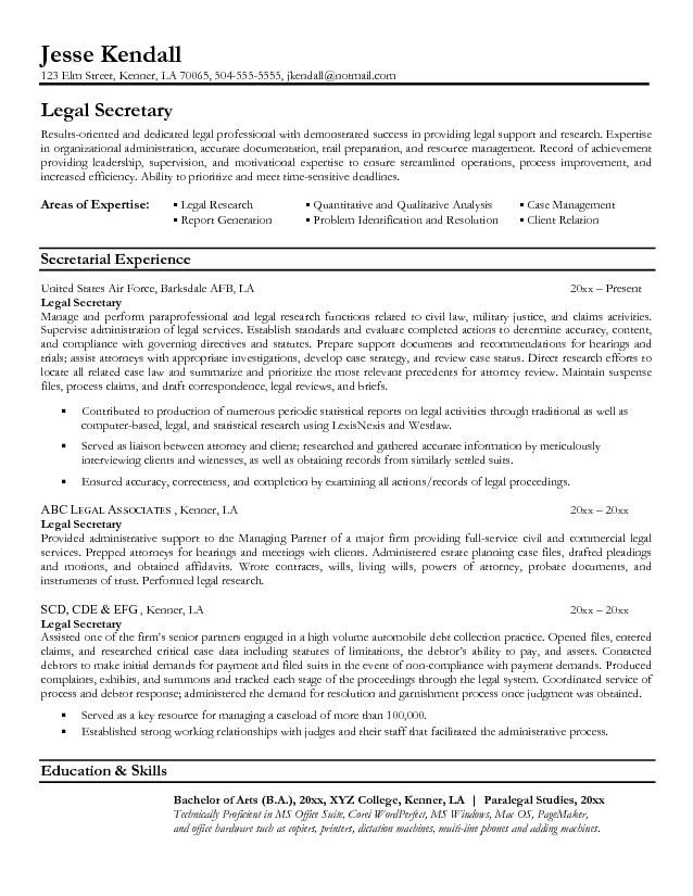 Legal Secretary Jobs Cover Letter