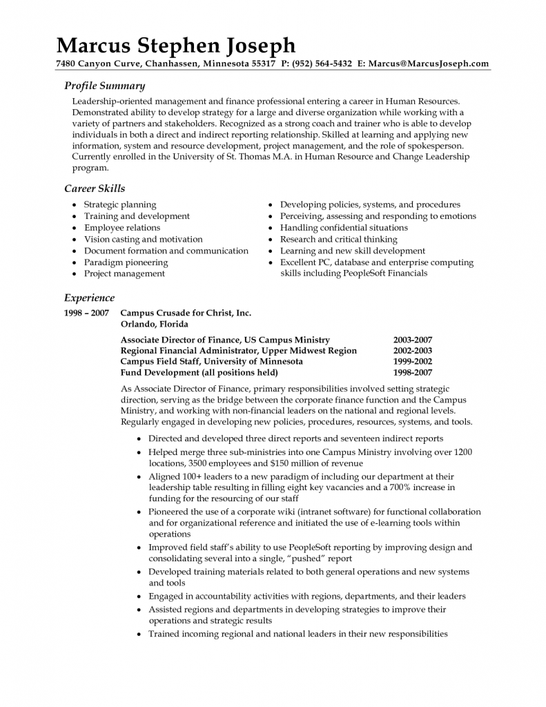 Resume Examples The Best Example Summary For Resume, Summary for