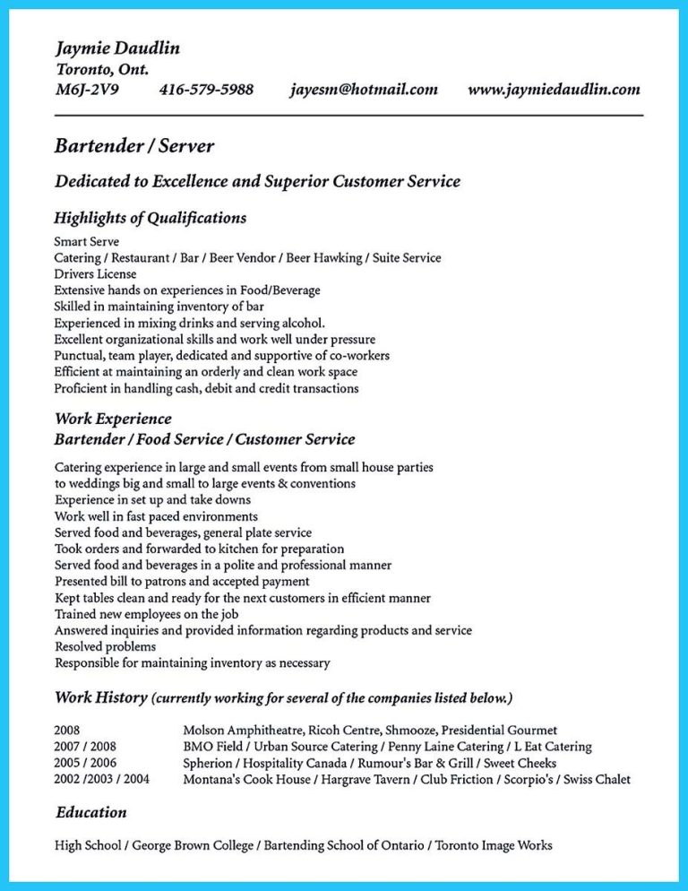 What To Put For Server On Resume