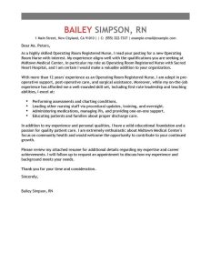 Operating Room Registered Nurse Cover Letter Examples LiveCareer