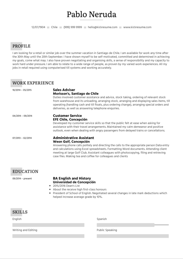 How To Write A Resume For Your First Job Template