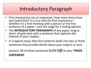 PPT Introductory Paragraph PowerPoint Presentation, free download