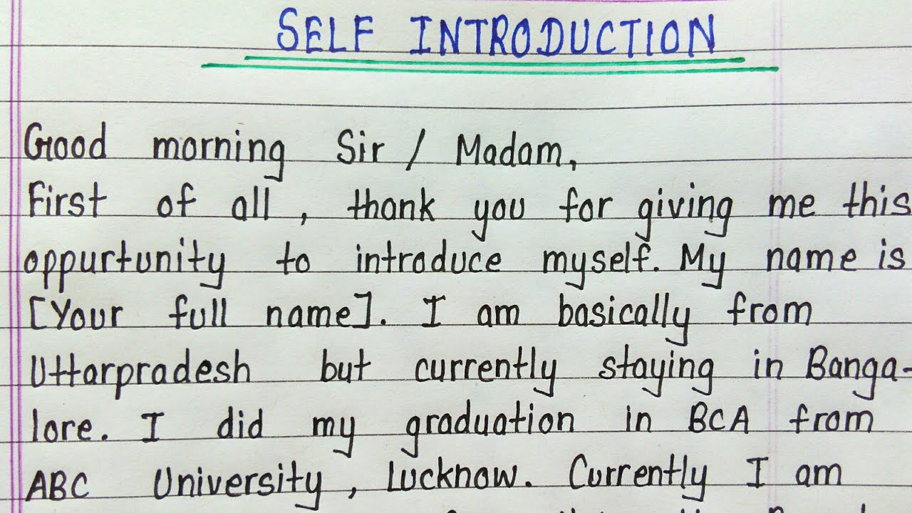 Essay On How To Introduce Yourself