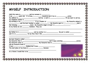 Myself Introduction 1st person worksheet Free ESL printable