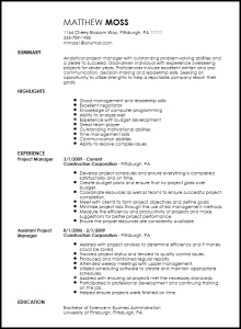 Free Professional Project Manager Resume Template ResumeNow