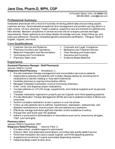 Assistant Pharmacy Manager Templates MyPerfectResume