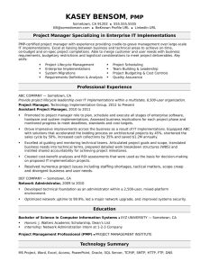 Project Manager Resume Summary Mt Home Arts