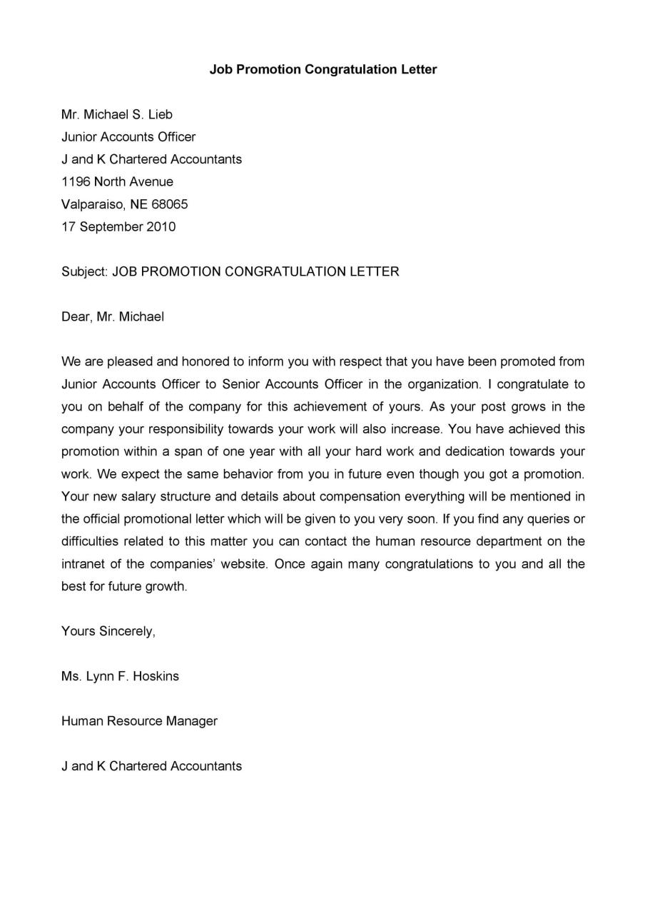 How To Write A Job Promotion Letter Sample