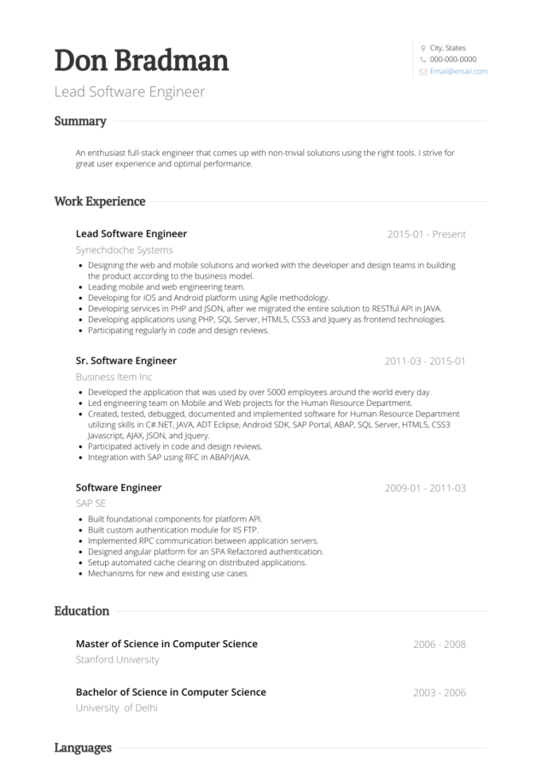 How To Write A Resume Software Engineer