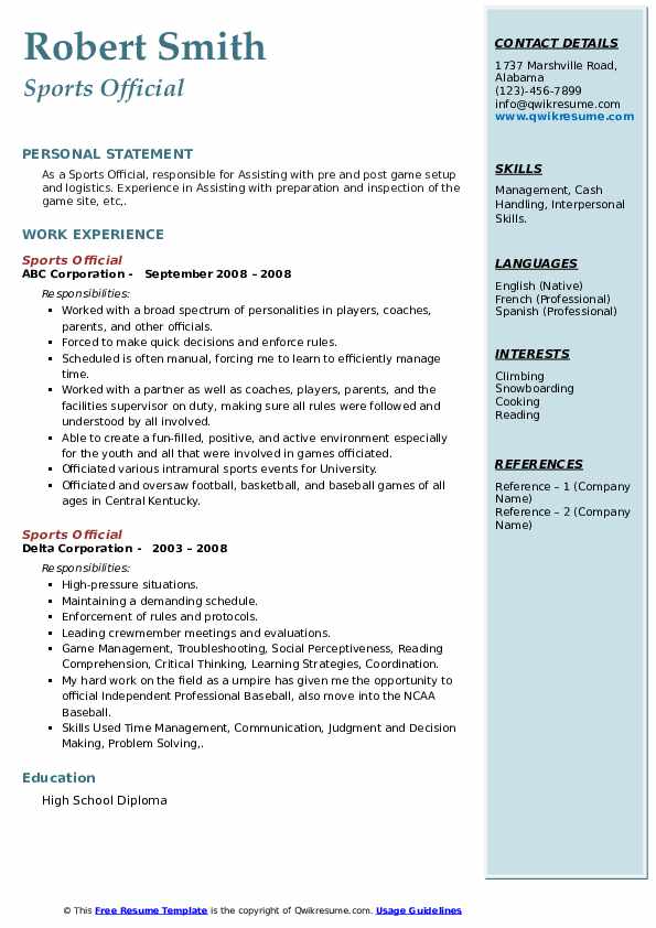 How To Write A Sports Resume