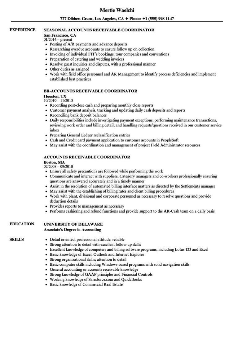 Accounting Manager Cv Template Word