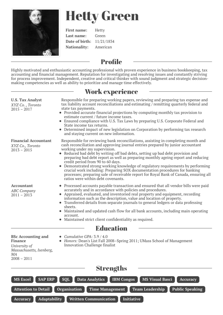 Accountant Resume Sample Free Download