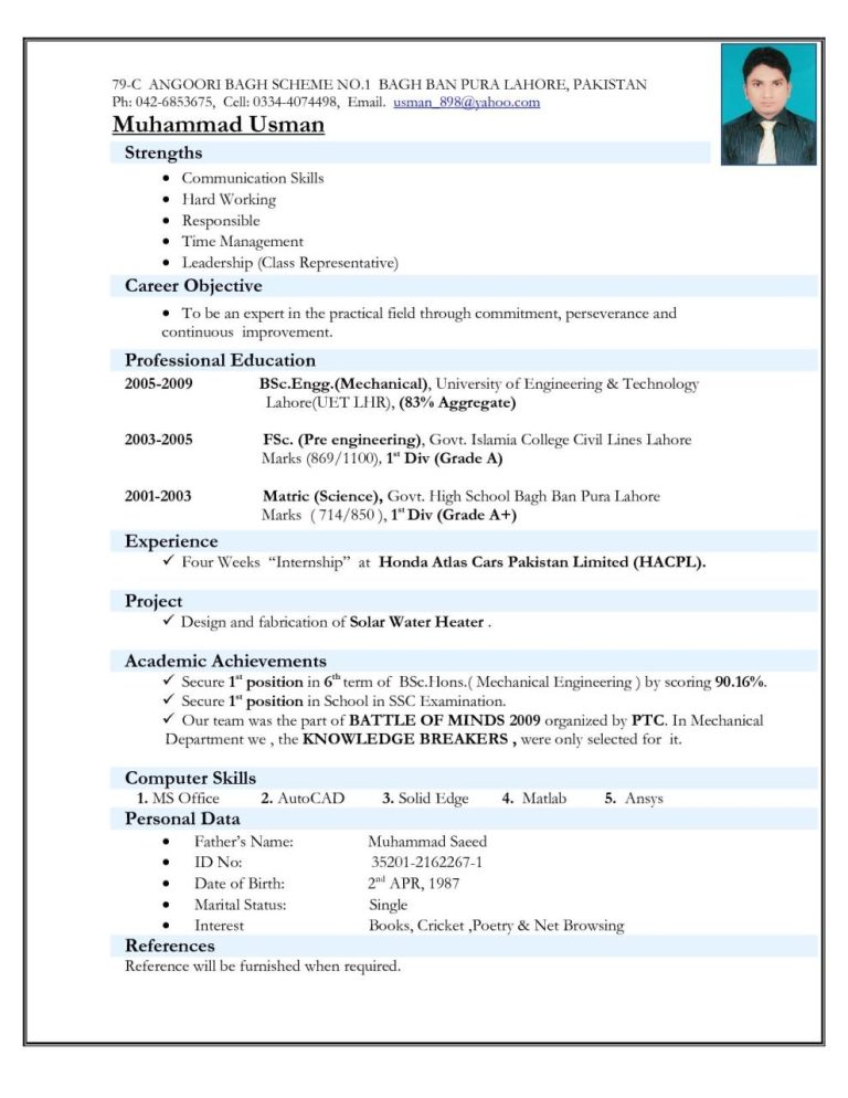 Mechanical Design Engineer Resume Download