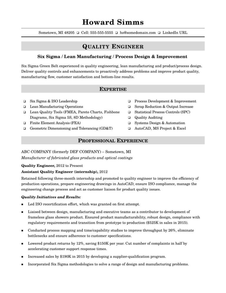 Engineering Resume Format Pdf