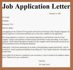 Sample pitch letter for job application