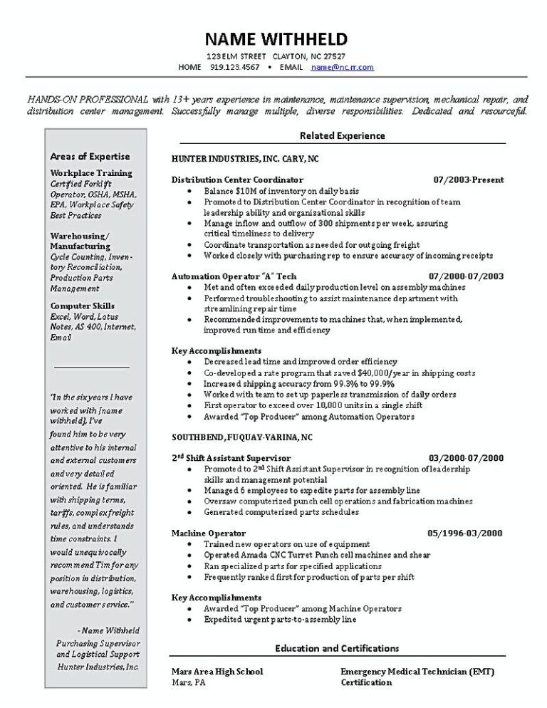 Sample Resume It Service Delivery Manager