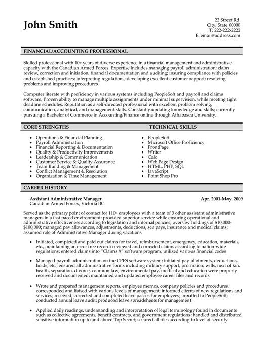 Accounting And Finance Resume Sample