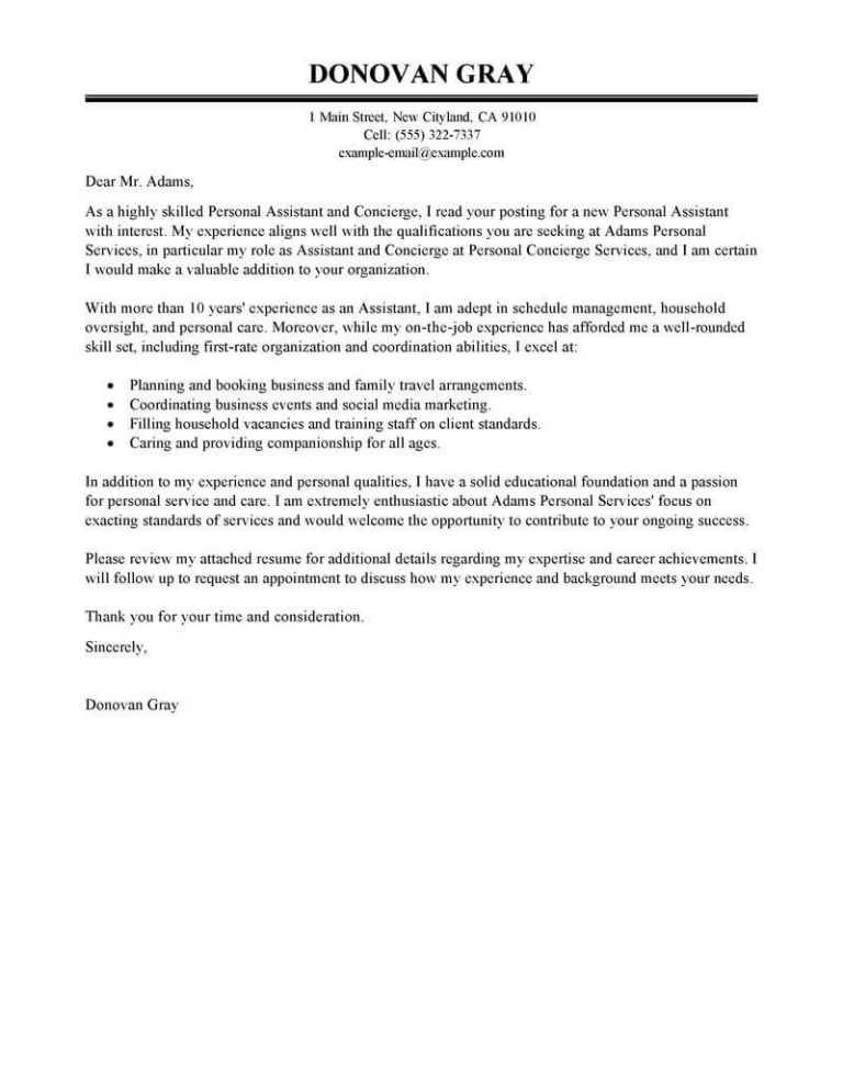 Nanny Cover Letter Example Free