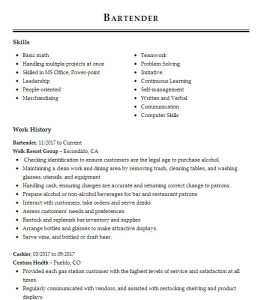 How To Write A Bartender Resume Try Blog