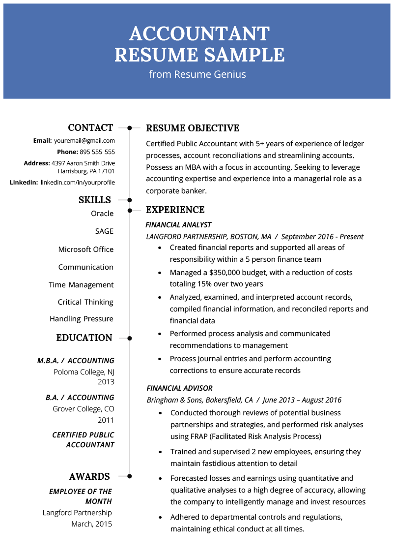 Accountant Accounting Resume Example Template RG Accountant resume