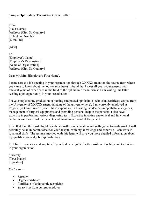 Medical Technologist Resume Cover Letter