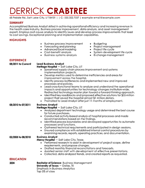 Business Resume Examples 2020