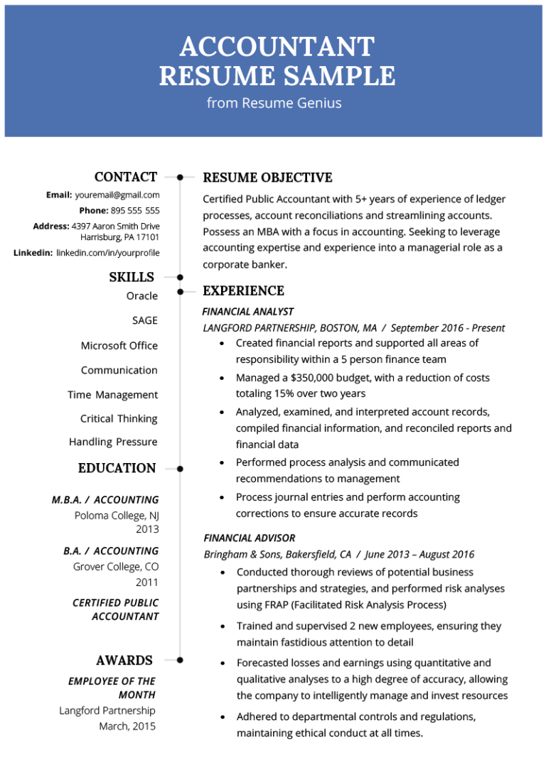 Accountant Resume Sample 2019 In Word Format