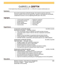 Best Compensation And Benefits Resume Example From Professional Resume