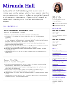 Content Writer Resume Example & Writing Tips for 2020
