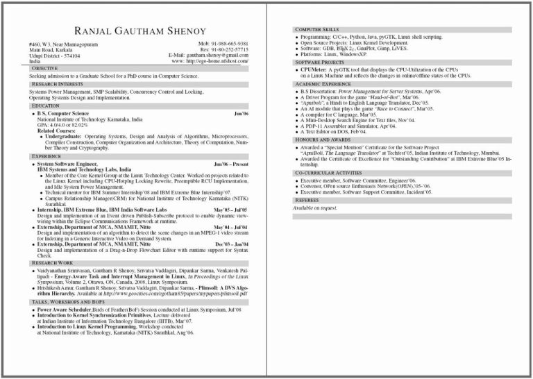 How To Write A One Page Resume Template
