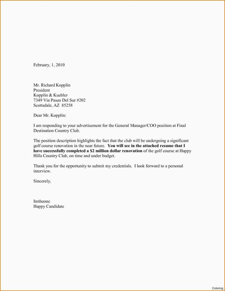 Government Job Cover Letter Sample