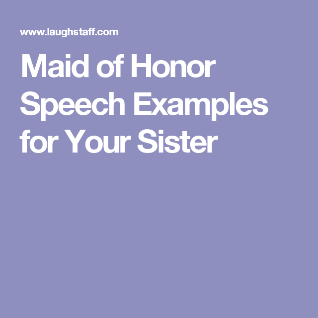 Moh Speech Examples Sister