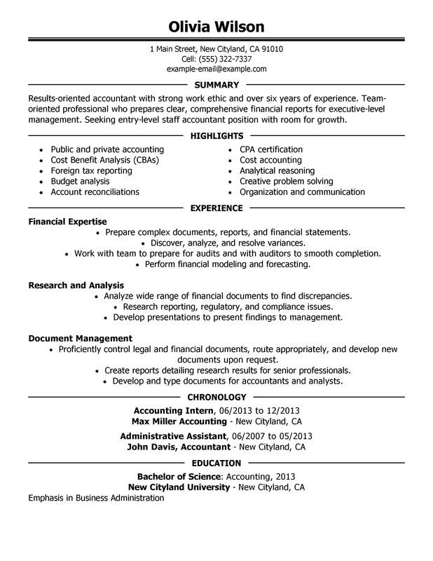 Accountant Resume Examples 2019